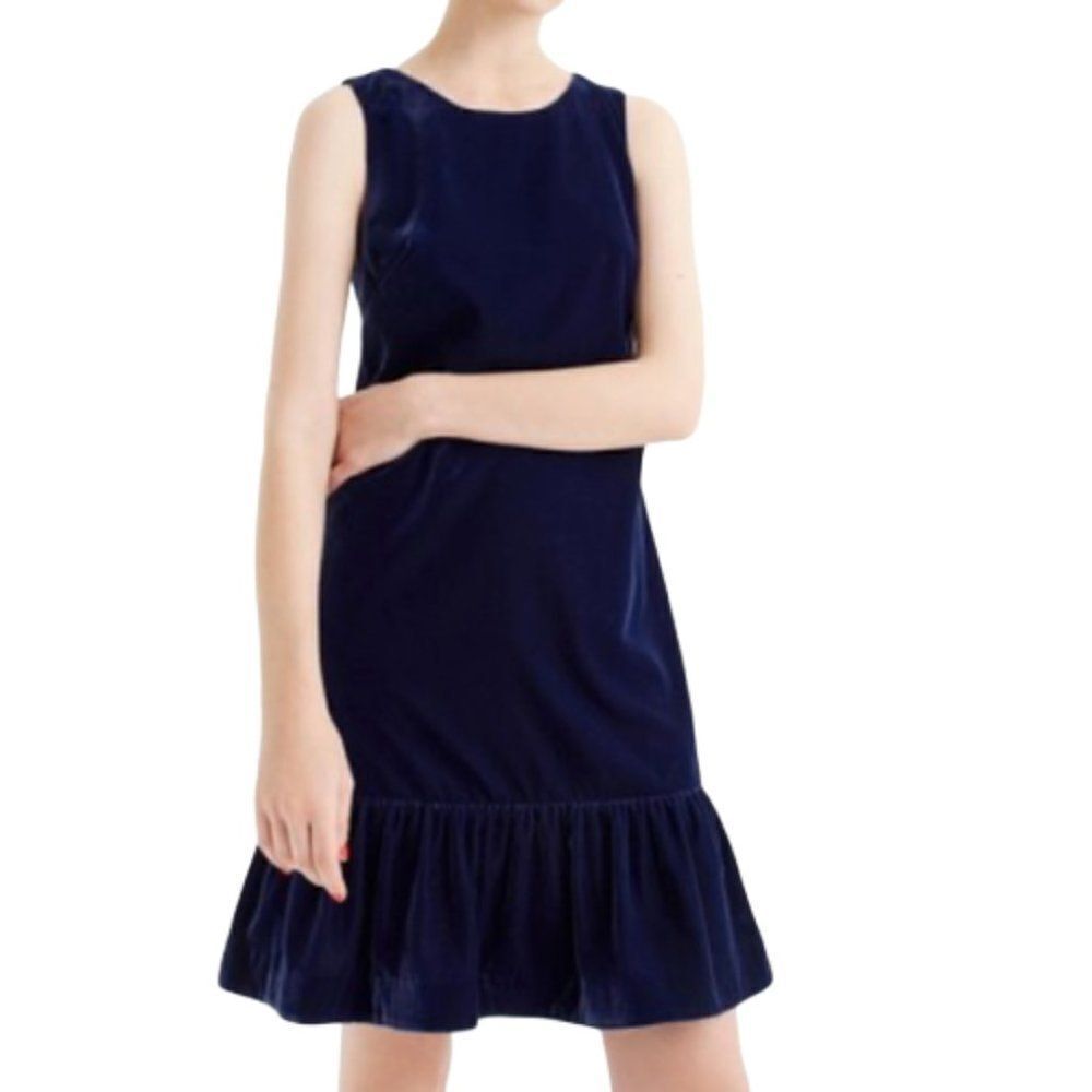 J CREW Velvet Ruffle Hem Dress